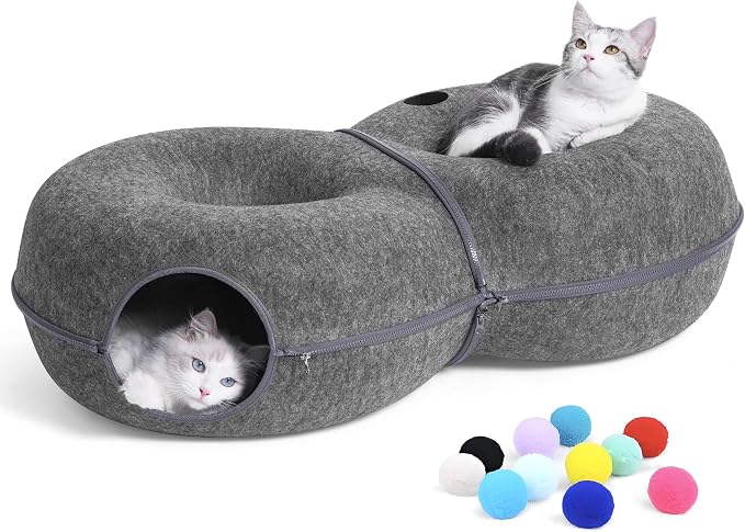 8-Shaped Large Cat Tunnel Bed for Indoor Cats, Infinite Circulation Peekaboo by LovIntry