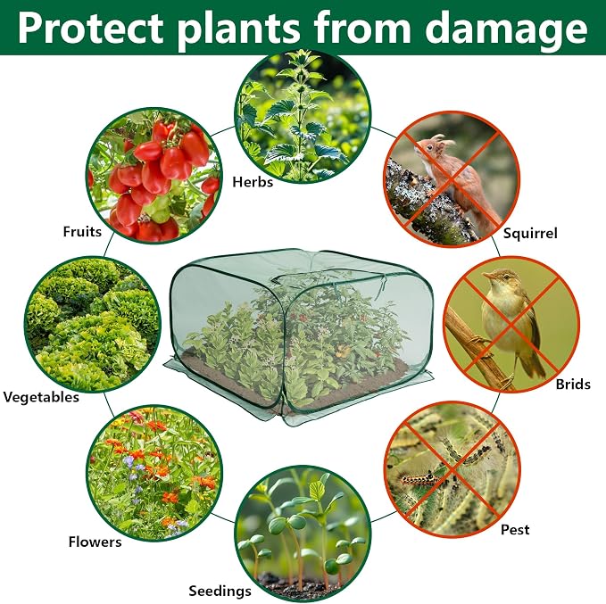 35" x 35" x 27.5" Pop Up Mesh Plant Cover, Foldable Plant Protector Mesh Plant - Image 4