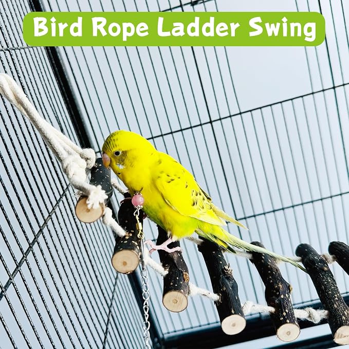 BNOSDM Wooden Bird Ladders Parrot Bridge Rope Ladder Bird Toy Pet Climbing - Image 3