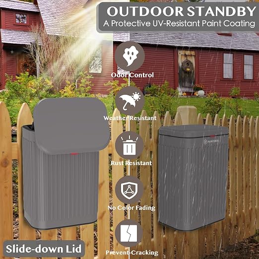 PAWZIDEA Dog Poop Trash Can Outside Wall Mount Odor Control, 2.1 Gallon Small - Image 3