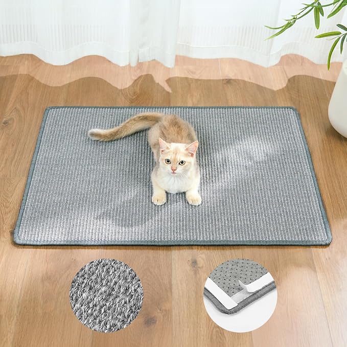Cat Scratcher Mat, Natural Sisal Cat Scratch Pad, Horizontal Floor Cat by Conlun