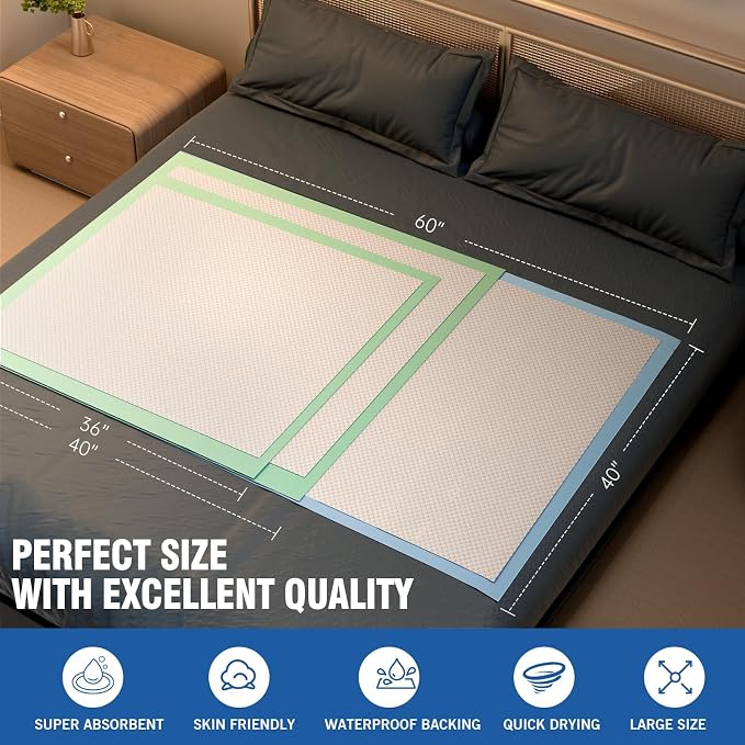 Bed Pads Disposable 40"X60" Super Absorbent Pee Pads, Oversized Underpads - Image 3