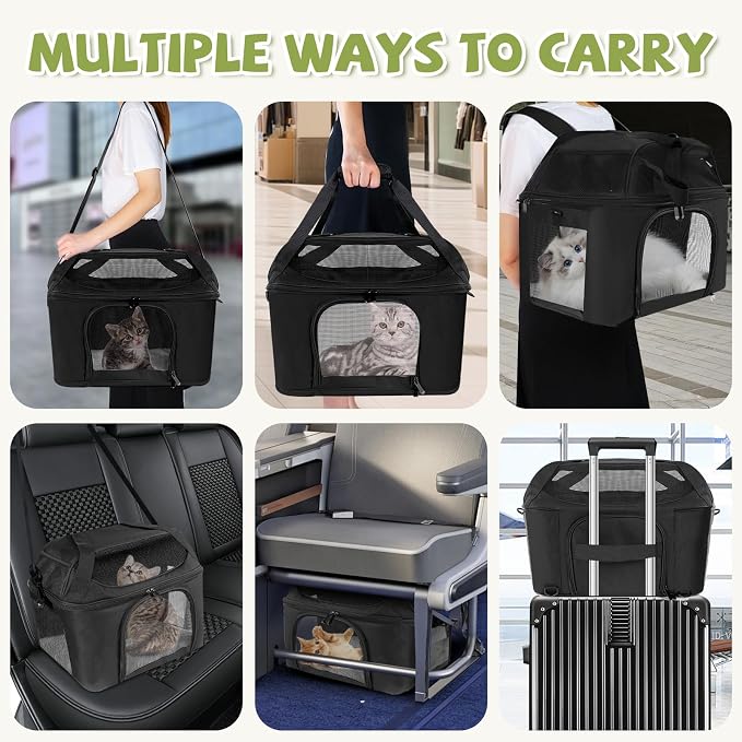 Premium Cat Carrier for Pets Up to 20 Lbs, Cat Travel Bag Soft-Sided Backpack - Image 3