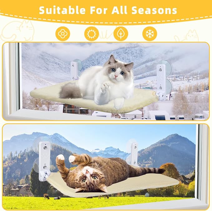 Cat Window Perch, Foldable Cat Window Hammock Sunbathing and Climbing Cats - Image 7