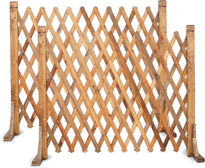 MYOYAY 2PCS Expandable Instant Fence Retractable Wooden Fence Wooden Pet Gate by MYOYAY