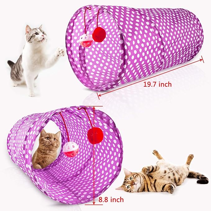 MIBOTE 28Pcs Cat Toys Kitten Toys Assorted, Cat Tunnel Catnip Fish Feather - Image 3