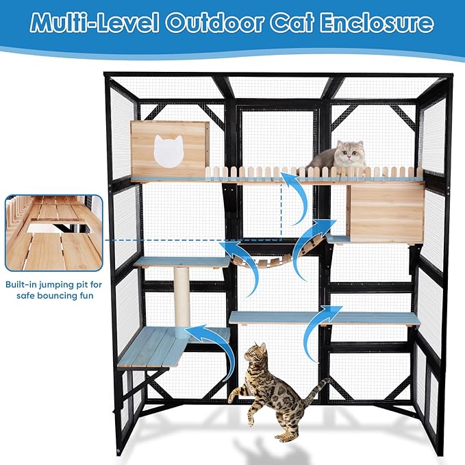 Large Catio Outdoor Cat Enclosure Window 73" H Walk-in Cat House Kitty Cage - Image 6