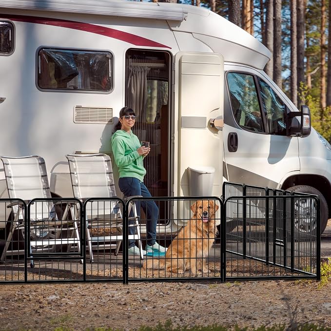 DUMOS Dog Playpen Indoor, Metal 32 Inch 8 Panels Foldable Pet Fence - Image 7