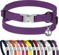 Leather Cat Collar with Buckle and Removable Bell by BUDKAS