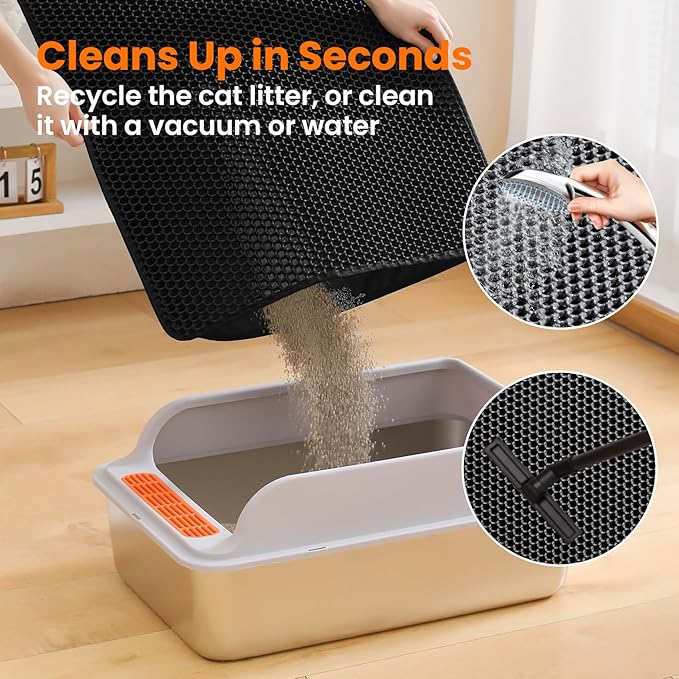 Small Cat Litter Mat, 20x14’’ Double Layer Honeycomb Cat Litter Box Mat - Image 5