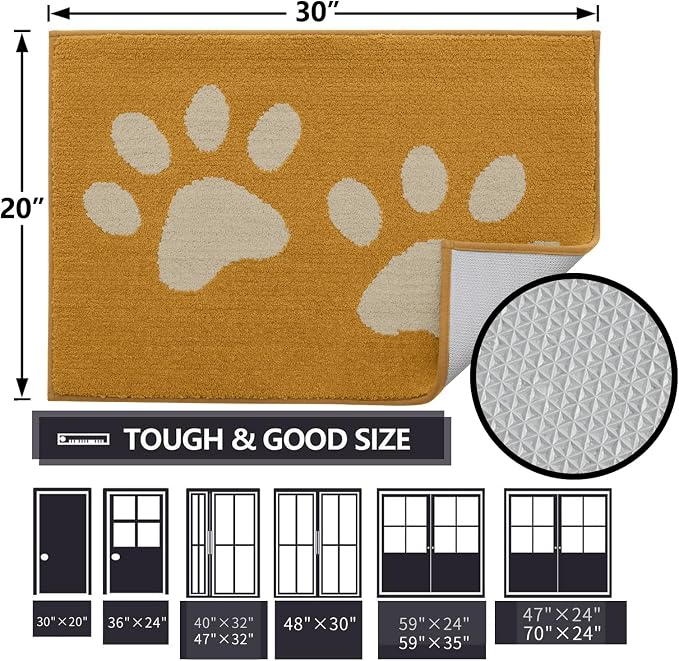 Buganda Dog Door Mat for Muddy Paws, Absorbent Dirt Trapper Washable Indoor - Image 2