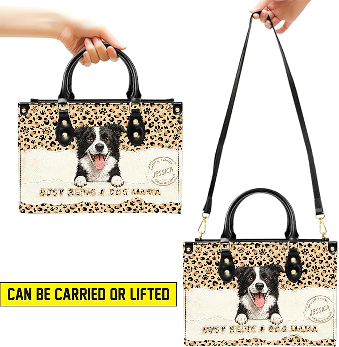 Personalized Pet Mom Leather Handbag – Custom Name Dog Cat Photo Purse - Image 5