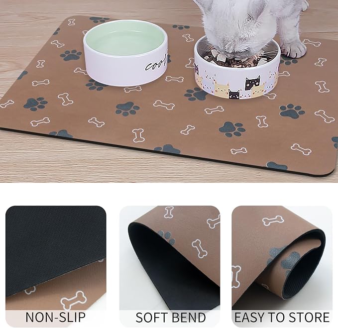Pet Cat Dog Food Non Slip Mat for Water Bowl, Quick Dry Absorbent Feeding Mat - Image 4