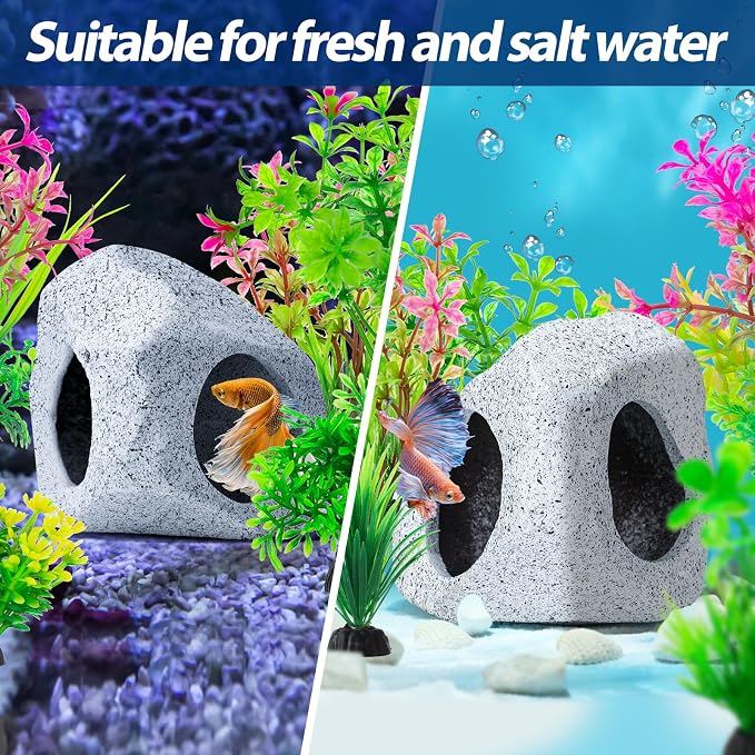 CousDUoBe 13Pcs Aquarium Hideaway Rock Cave Fish Tank Decorations quarium - Image 6