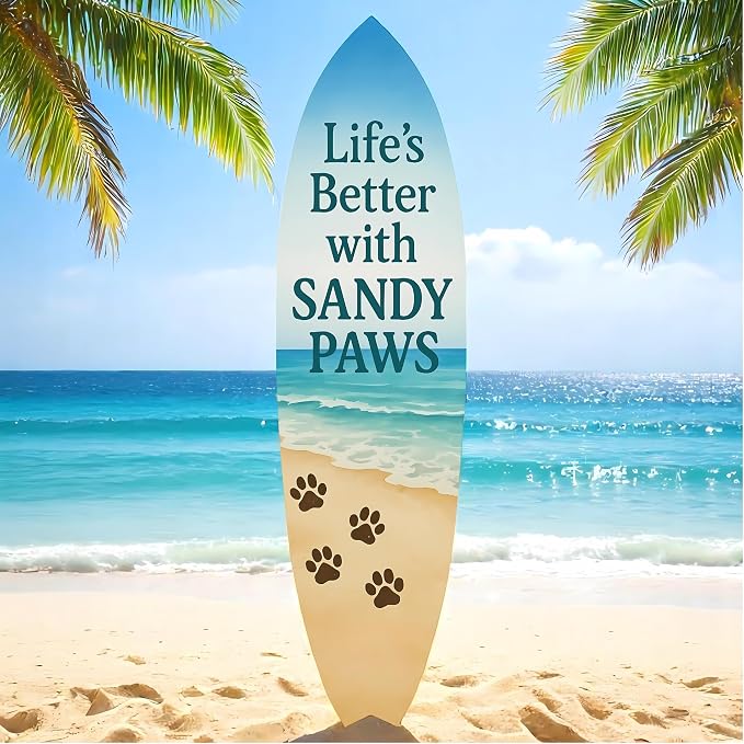 JennyGems Outdoor Decorative Surfboard Wall Art, Pet Wall Decor by JennyGems