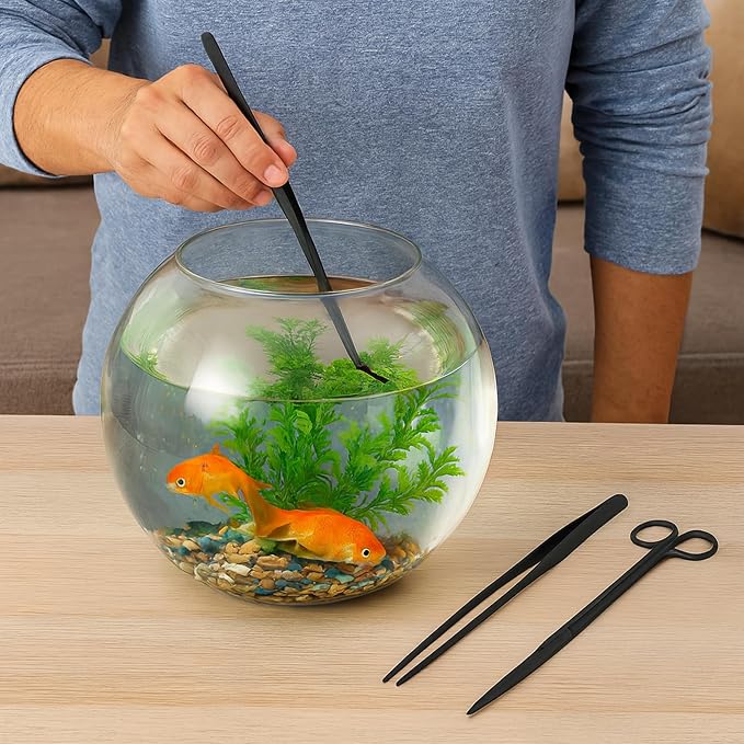 Mandala Crafts 15 Inches Silver Stainless Steel Curved Aquarium Tweezers - Image 5
