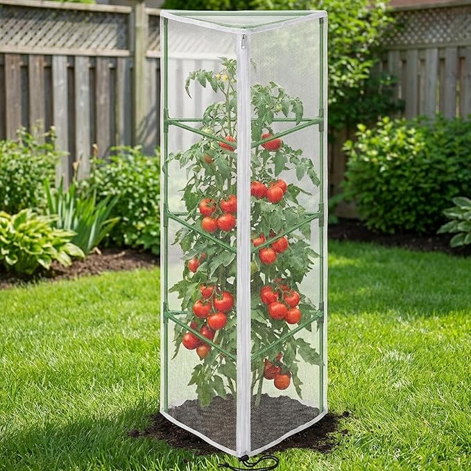 4 Pcs Garden Bird Netting for Triangle Plant Cage, Tomato Trellis Insect Bird - Image 7