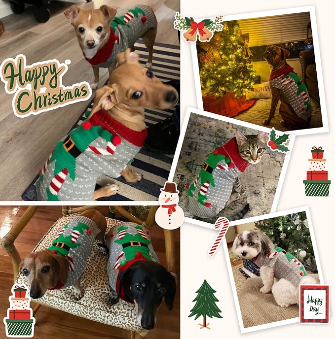 Dog Cat Ugly Christmas Sweater Boy Girl Xmas Pet Clothes Holiday Puppy Costume - Image 6