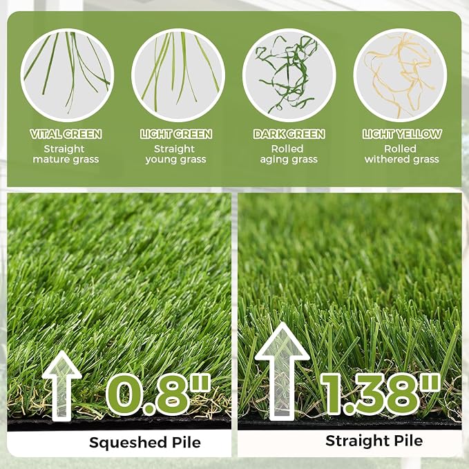 Artificial Grass Rug Indoor Outdoor, 7.7 x 8.7FT Faux Grass Turf - Image 7