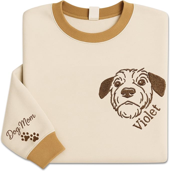 NAZENTI Personalized Dog Sweatshirt, Custom Photo Shirts, Dog Embroidered Shirt by Nazenti