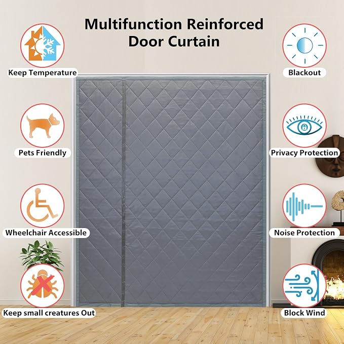 Reversible Wide Magnetic Thermal Insulated Door Curtain - Image 7