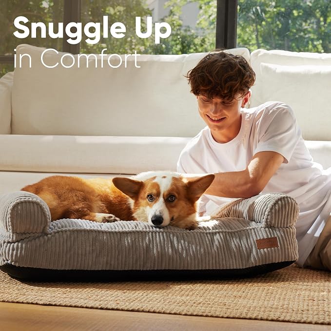 FUKUMARU Dog Couch Bed, Corduroy Cozy Cat Bed - Image 3
