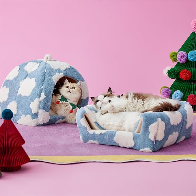 Lesure Cute Cat Beds for Indoor Cats - 2 in 1 Cat Cave Bed for Kittens and - Image 2