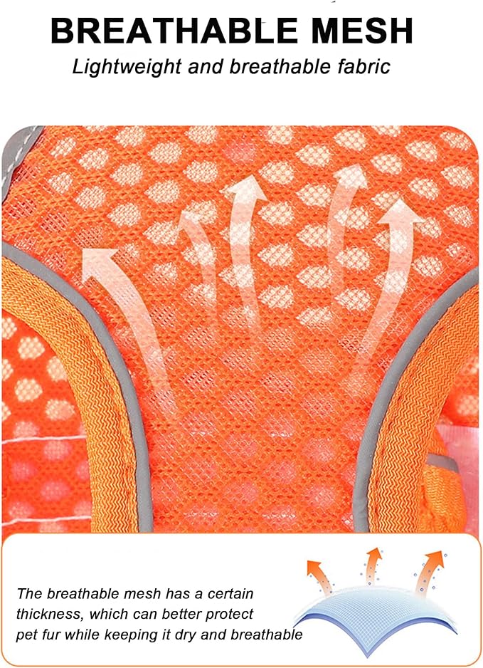 XXXS Orange Soft Mesh Dog Harness and Leash Set, No Escape Puppy Harnesses - Image 4