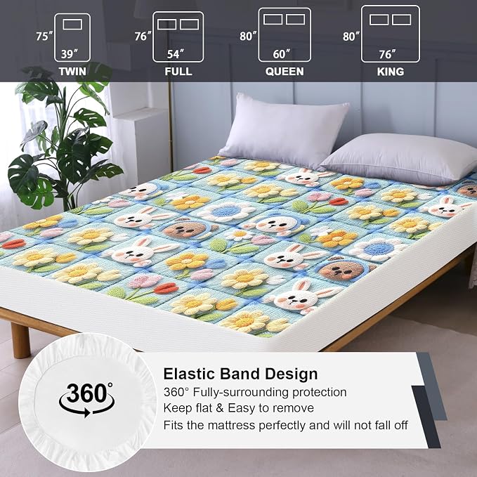 Waterproof Mattress Protector Full, Fitted Sheet Style Breathable Mattress Cover - Image 5