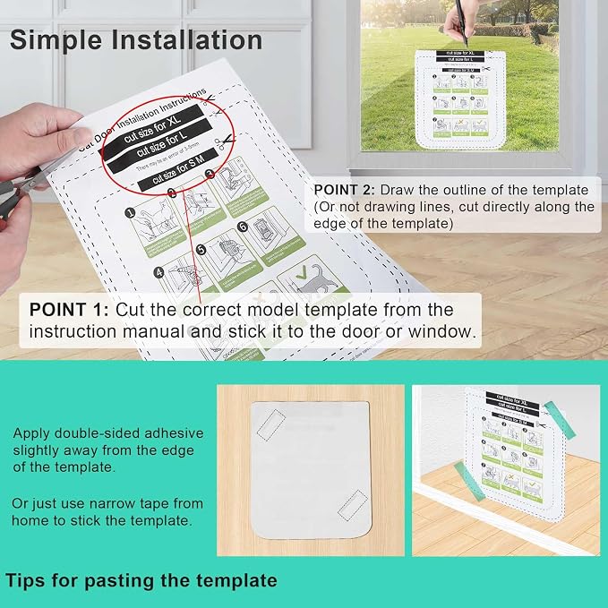 Cat Door for Windows, Pet Doors and Sliding Door, Safety Pet Door - Image 7