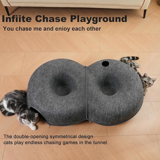 8-Shaped Large Cat Tunnel Bed for Indoor Cats, Infinite Circulation Peekaboo - Image 5