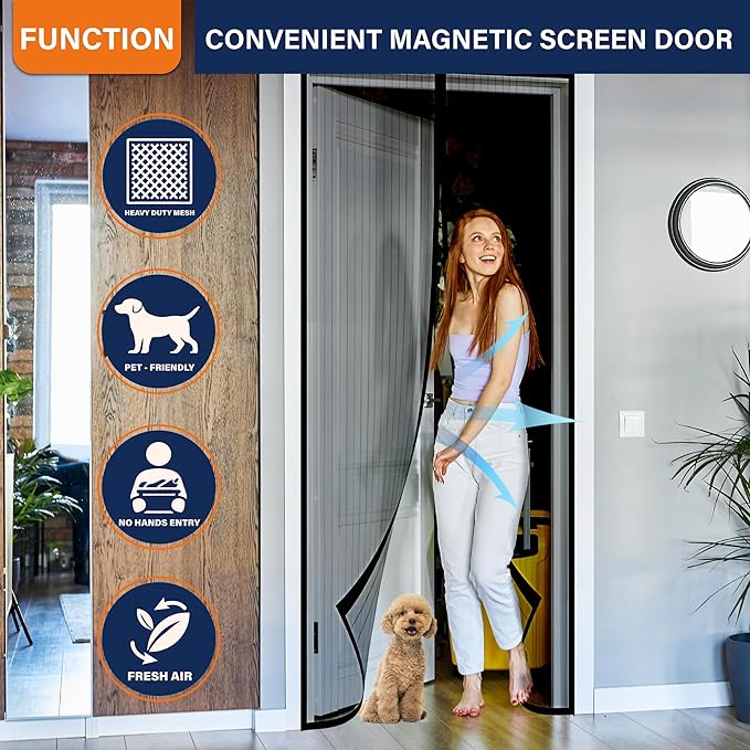 Magnetic Screen Door, Self Sealing Magnets, Easy Install Screen Doors - Image 6