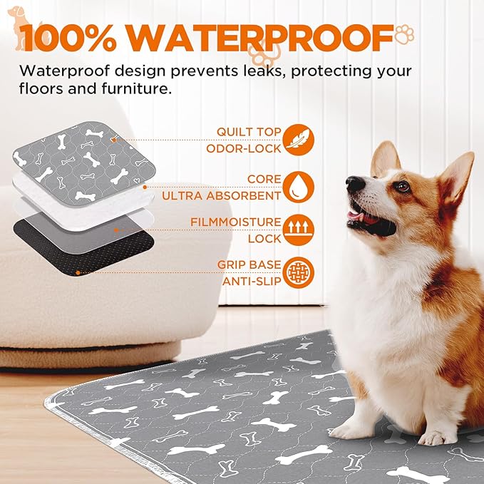 Washable Pee Pads for Dogs Large 72" x 72" 2-Pack Reusable Puppy Pads Pet - Image 3