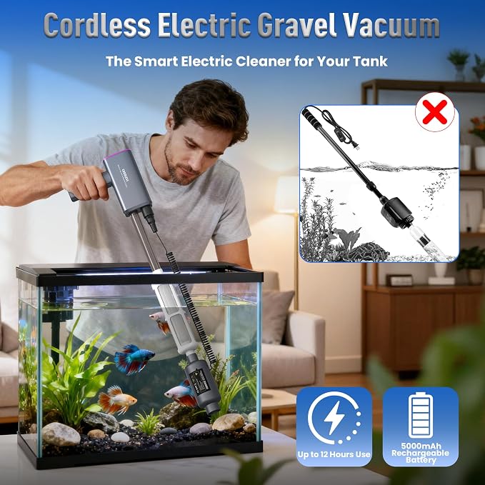 Electric Aquarium Vacuum Gravel Cleaner: Rechargeable Fish Tank Cleaner - Image 3