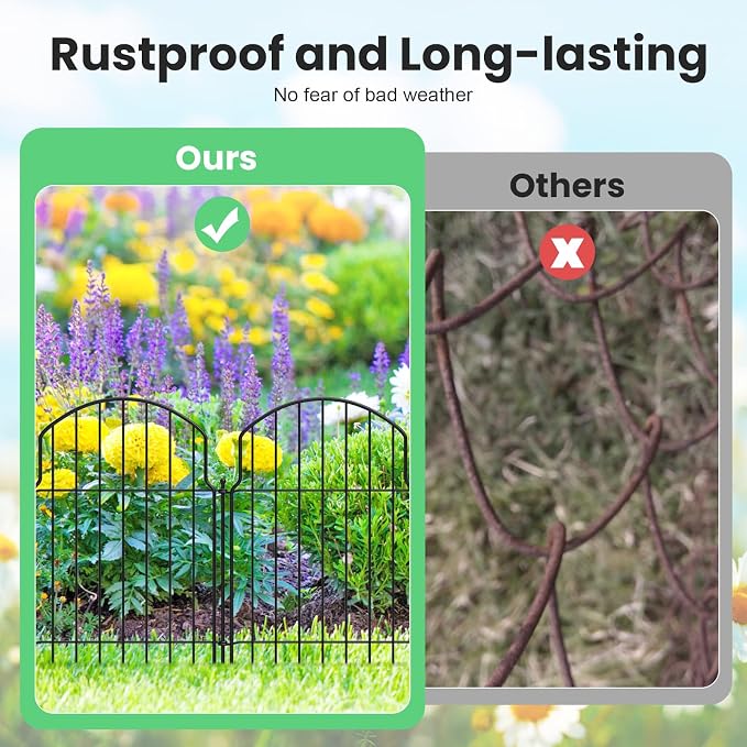 25Pcs Decorative Garden Fence, 20in/27ft Rustproof Metal Fences Animal Barrier - Image 5