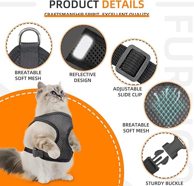 AirTag Cat Harness and Leash for Walking, Integrated Cat Vest - Image 5