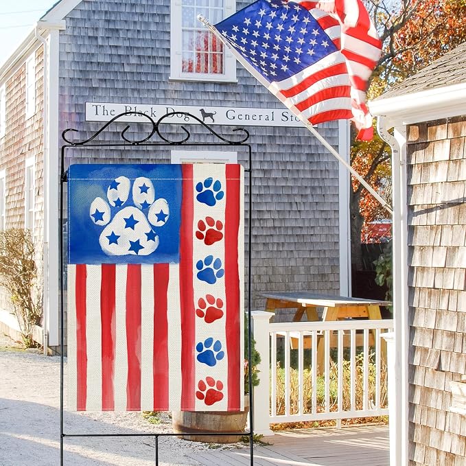 Dyrenson 4th of July Dog Cat Paw Prints 28 x 40 House Flag Double Sided - Image 6