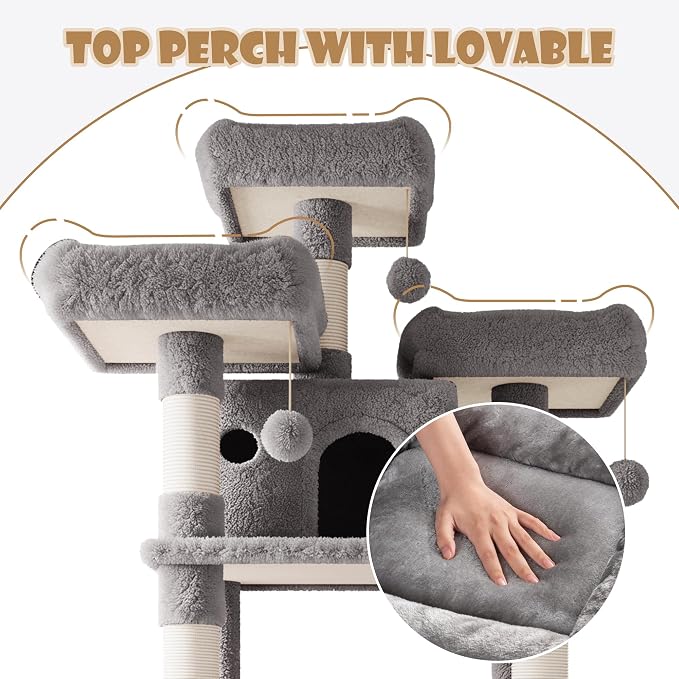 SHA CERLIN 81 Inches Extra Large Cat Tree - Image 4
