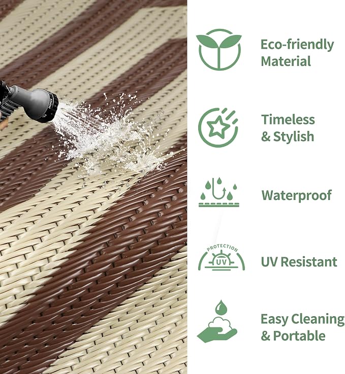 GENIMO Outdoor Rug for Patio Clearance, Lightweight Waterproof Modern RV - Image 5