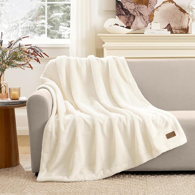 Luxury Faux Fur Throw Blanket for Couch, Ultra Soft Waterproof Pet Blanket by COZYKISS