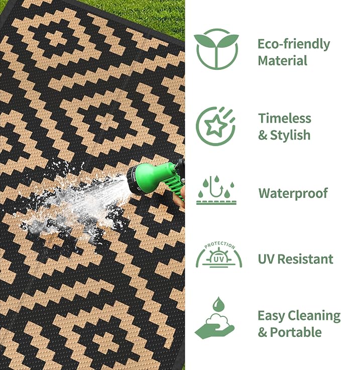 GENIMO Outdoor Rug 2.5'x8' Waterproof, Reversible Camping Mat, Plastic Straw - Image 5