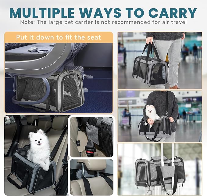 19 x 12 x 12 Large Cat Car Carrier – Roomy Escape-Proof Cat Car Seat - Image 3
