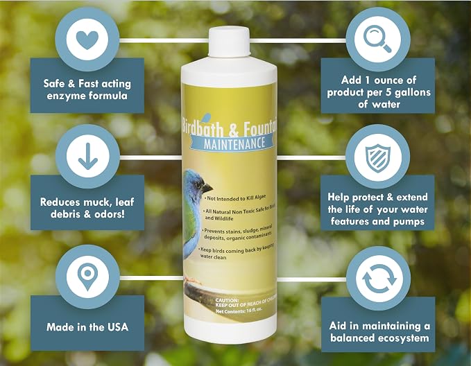 Sanco Bird Bath & Fountain Maintenance, Fast-Acting Enzyme-Based Formula Will - Image 6