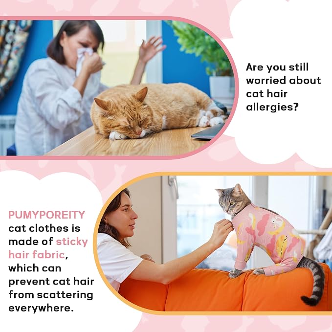 PUMYPOREITY Cat Recovery Suit, Stops Wound Licking After Surgery, Sticky Hair - Image 4