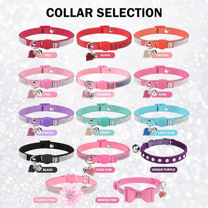 Rhinestone Cat Collar with Bow, Breakaway Elegant Female Diamond Cat Collars - Image 7