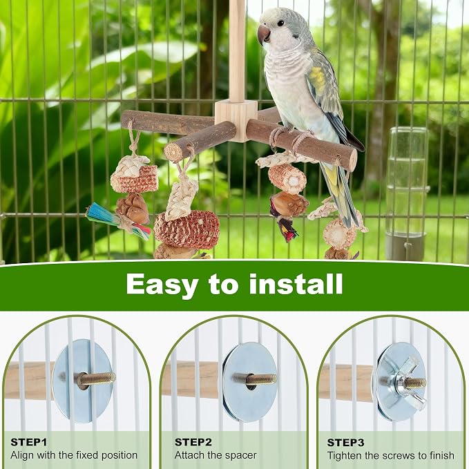 Rotating Bird Perches, Natural Wooden Perch - Image 5