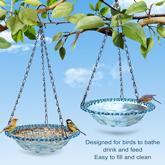 2 Pack Hanging Bird Baths, Hanging Bird Feeders - Image 9