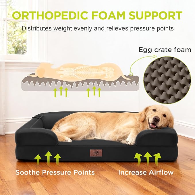 Orthopedic Dog Bed for Extra Large Dogs, XXL Waterproof Egg Crate Memory Foam - Image 2