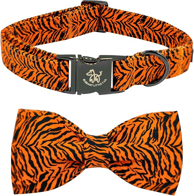 Elegant Little Tail Tiger Print Dog Collar, Unique Seasonal Design, Buckle by Elegantlittletail