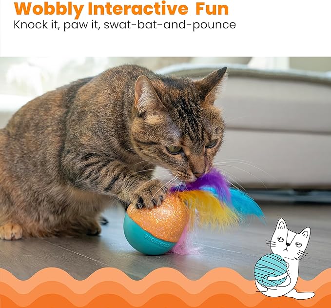 Catstages Whack N' Wobble Ball Intearctive Cat Toy, Weighted Ball - Image 2